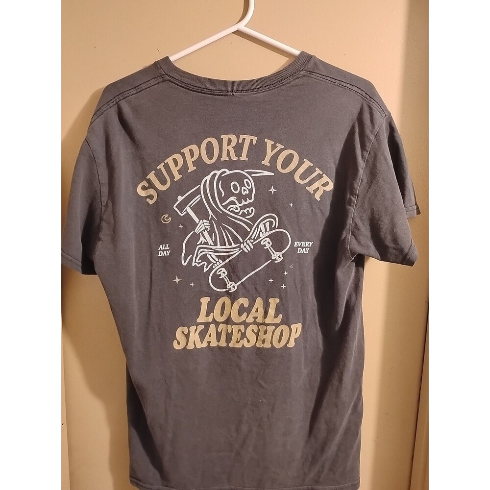 Support Your Local Skate Shop Ripper Gray T Shirt Medium Skateboard Skater Ollie